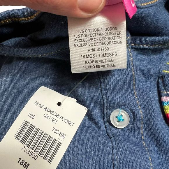 Goodlad Baby Girl’s Outfit Size 18 Months Leggings Denim Looking‎ Top Rainbows - Picture 5 of 8